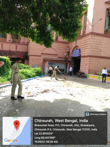 Sweeping by NCC cadets on 15th Aug, 2022 before Flag hoisting